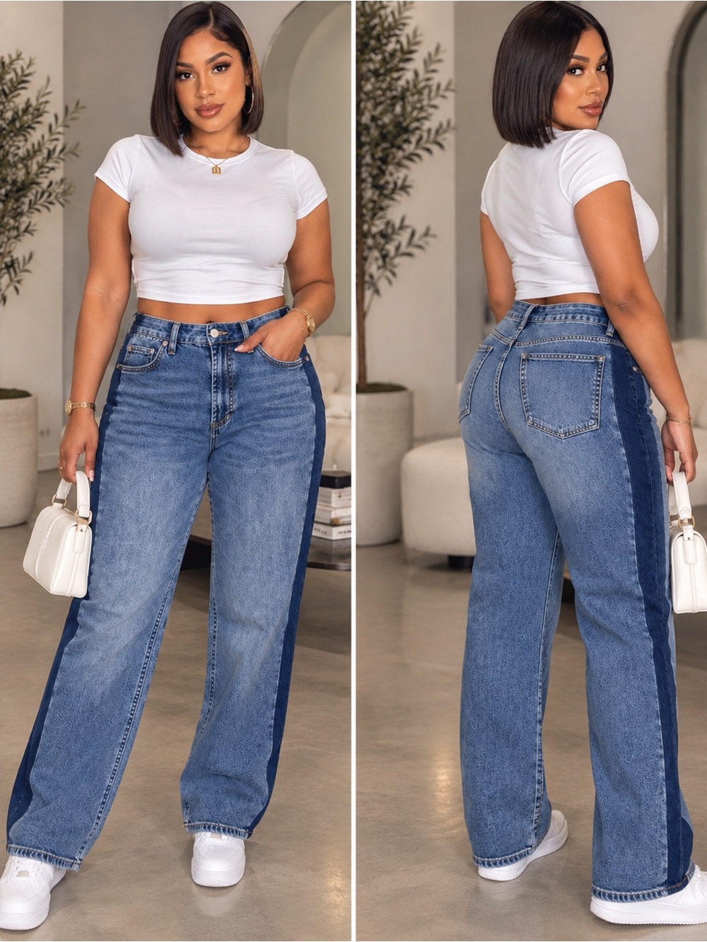 Oat New York Two-Tone Blue Wide-Leg Jeans